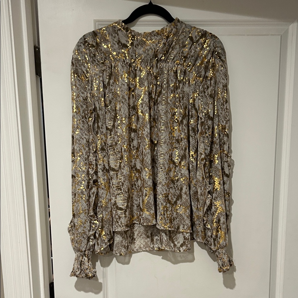 THML Gold and Brown Sequin Blouse